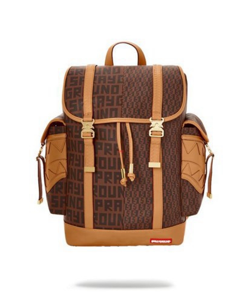 Brown Sprayground Sharkfinity Monte Carlo Backpacks | 64539-VIDC