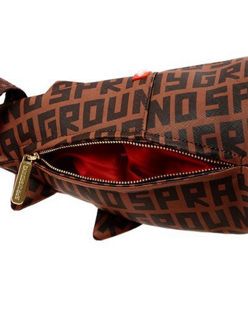 Brown Sprayground Sharkfinity Shark Shape Duffle Bags | 36291-IXZA