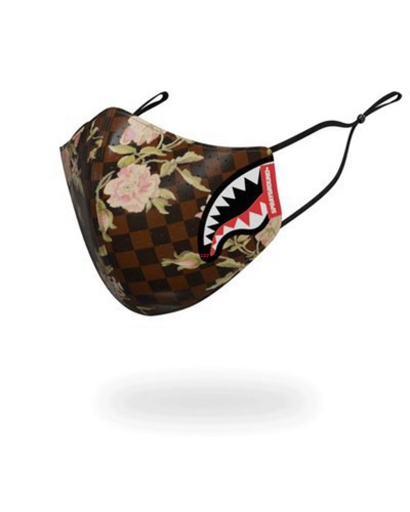 Brown Sprayground Sharkflower Vegan Leather Face Masks | 82049-IGYT