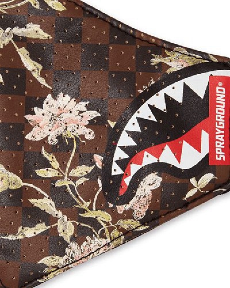 Brown Sprayground Sharkflower Vegan Leather Face Masks | 82049-IGYT