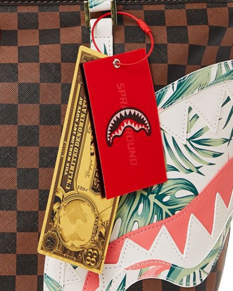 Brown Sprayground Sharks In Paris Coastal Tote Bags | 32714-WXAL