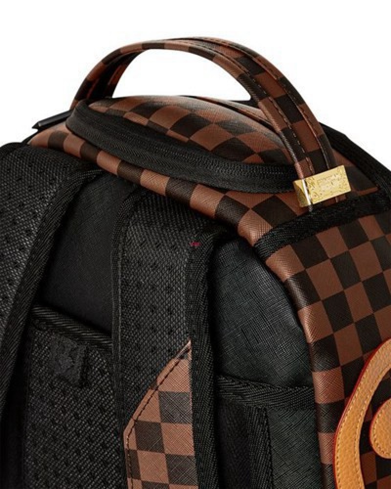 Brown Sprayground Sharks In Paris Henny Never Too Many (Dlxv) Backpacks | 53142-CSRY