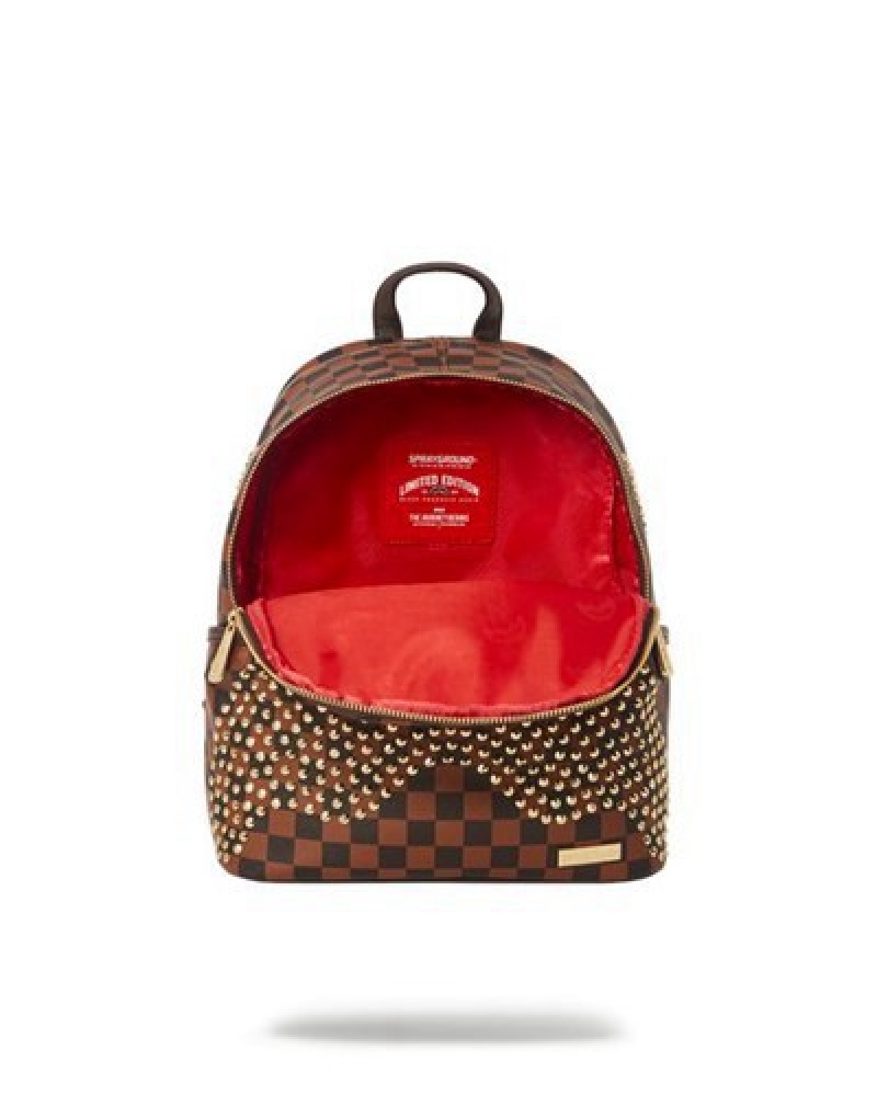 Brown Sprayground Sharks In Paris Polaris Savage Backpacks | 51926-VJLM