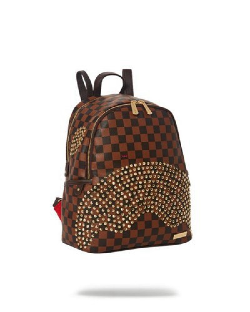 Brown Sprayground Sharks In Paris Polaris Savage Backpacks | 51926-VJLM