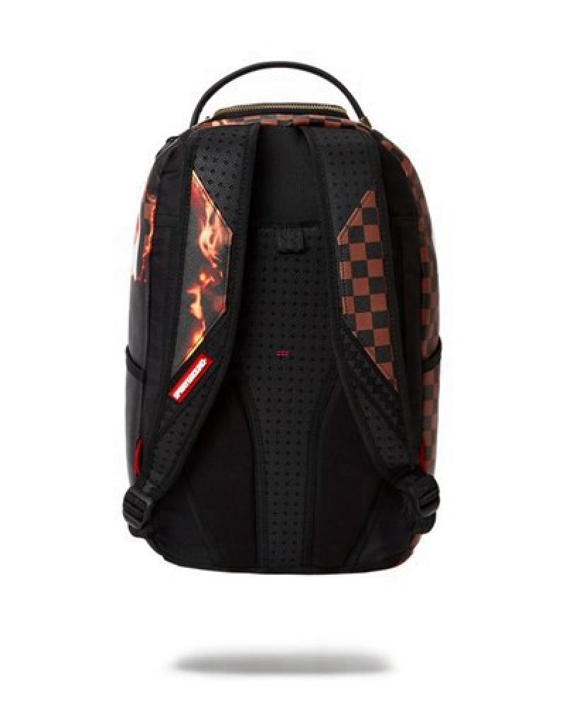 Brown Sprayground Sharks In Paris Unstoppable (Dlxv) Backpacks | 98537-JCZX