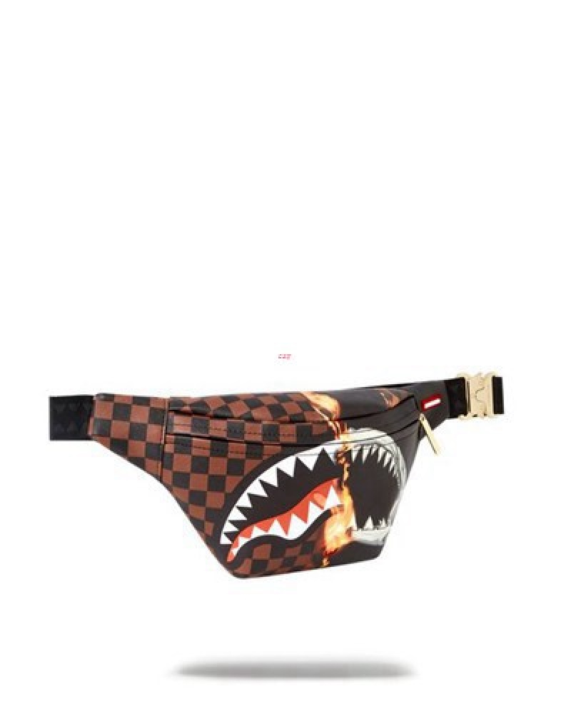 Brown Sprayground Sharks In Paris Unstoppable Savvy Crossbody Bags | 27835-GOIY