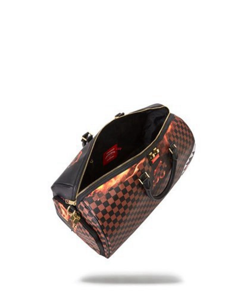 Brown Sprayground Sharks In Paris Unstoppable Duffle Bags | 49208-ISJT