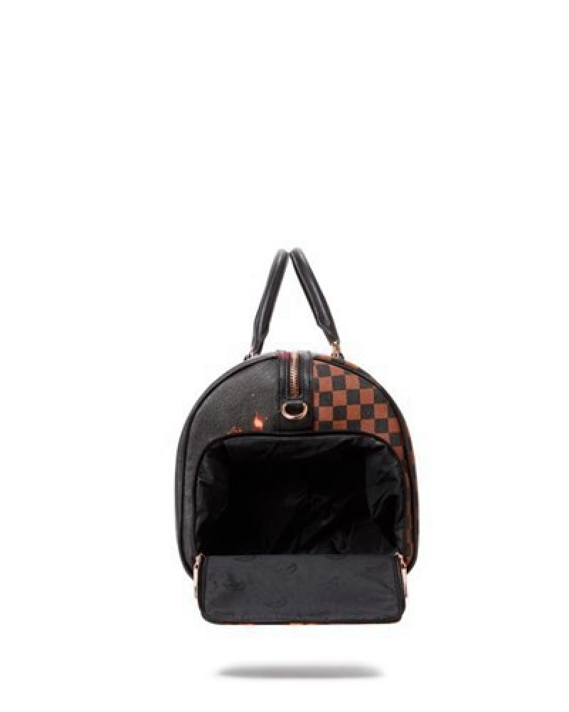 Brown Sprayground Sharks In Paris Unstoppable Duffle Bags | 49208-ISJT