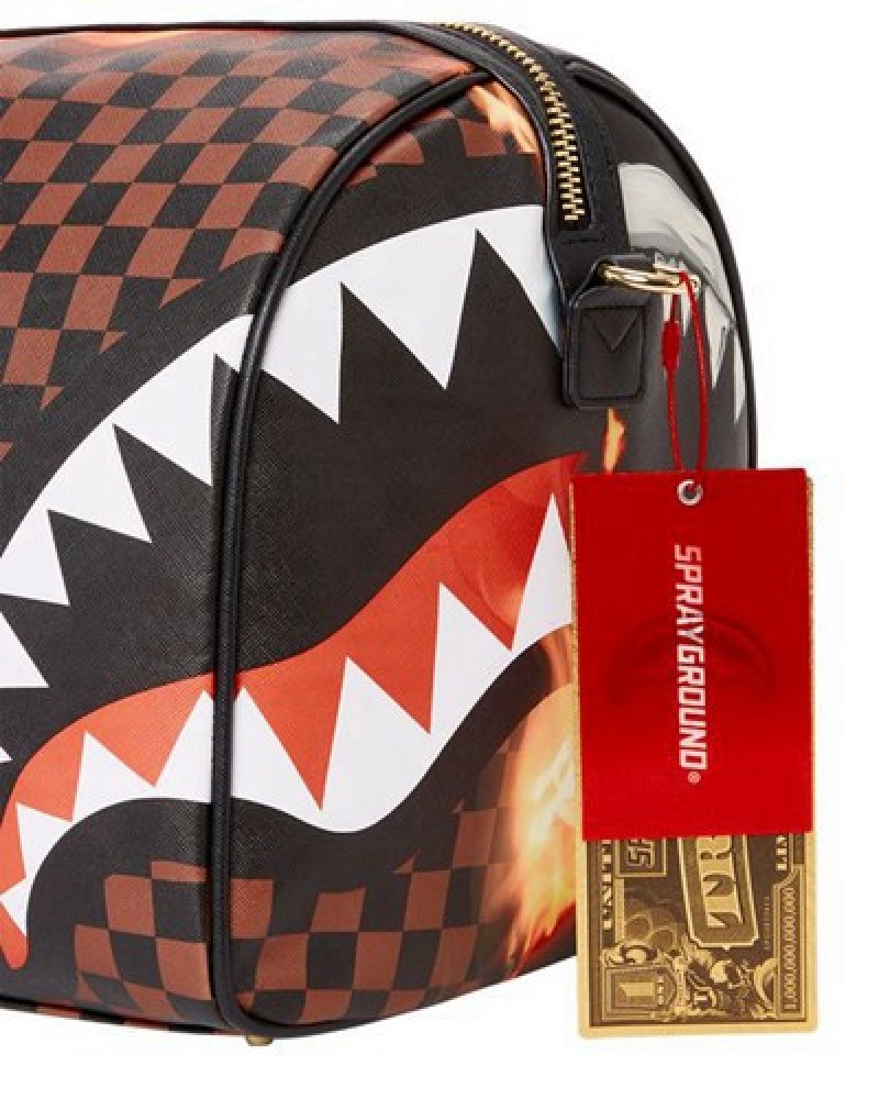 Brown Sprayground Sharks In Paris Unstoppable Duffle Bags | 49208-ISJT