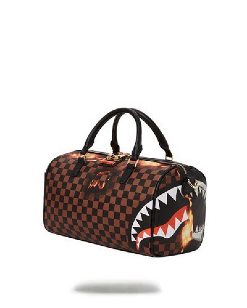 Brown Sprayground Sharks In Paris Unstoppable Mini Duffle Bags | 58701-SZGL