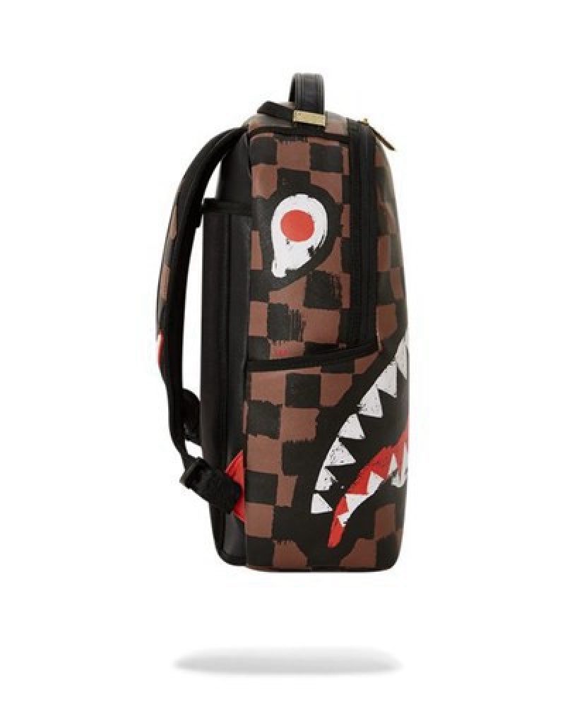 Brown Sprayground Sharks In Paris Vanquish (Dlxv) Backpacks | 59384-JTDZ