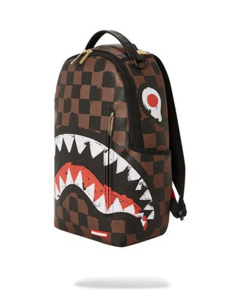 Brown Sprayground Sharks In Paris Vanquish (Dlxv) Backpacks | 59384-JTDZ