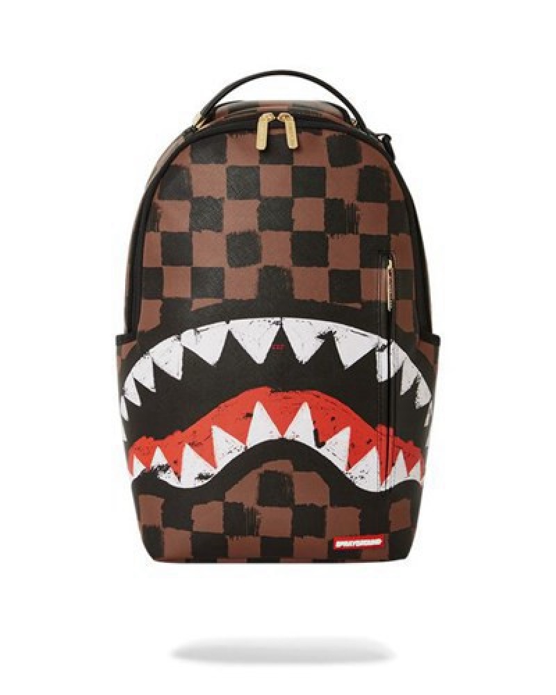 Brown Sprayground Sharks In Paris Vanquish (Dlxv) Backpacks | 59384-JTDZ