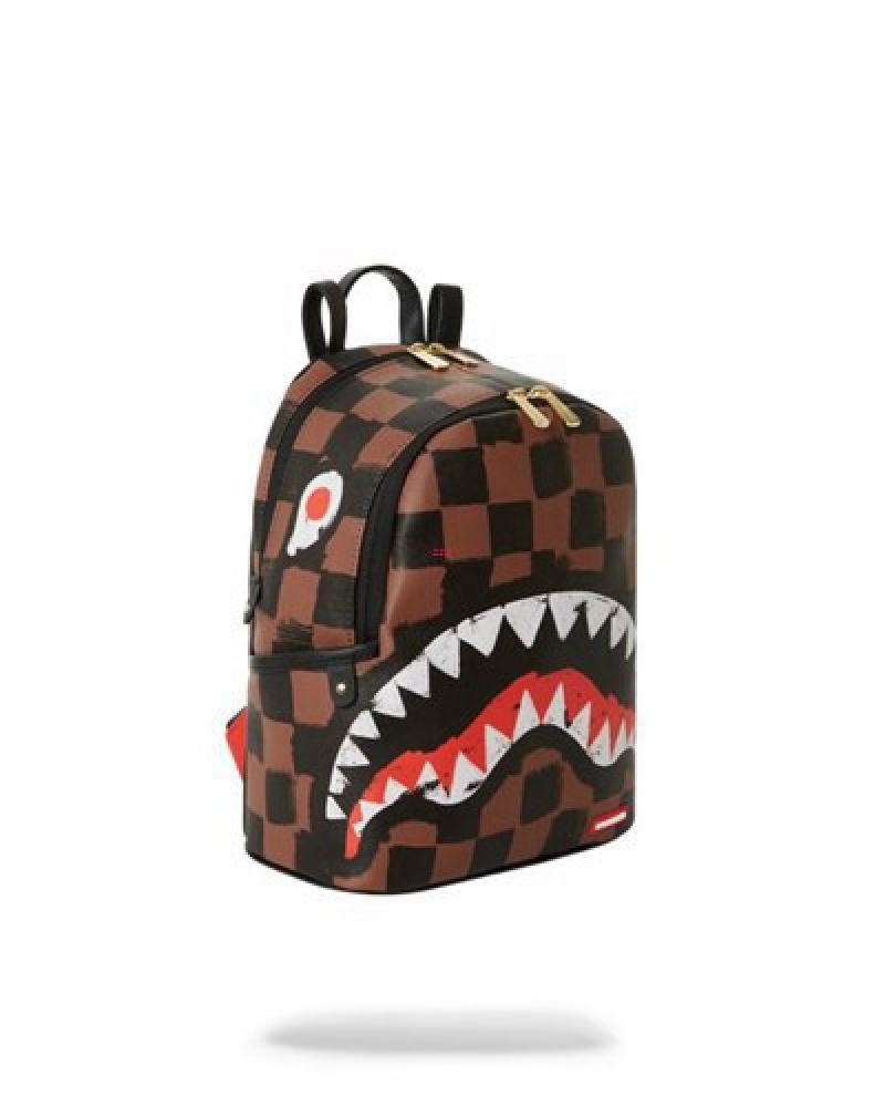 Brown Sprayground Sharks In Paris Vanquish Savage Backpacks | 76531-CSBO