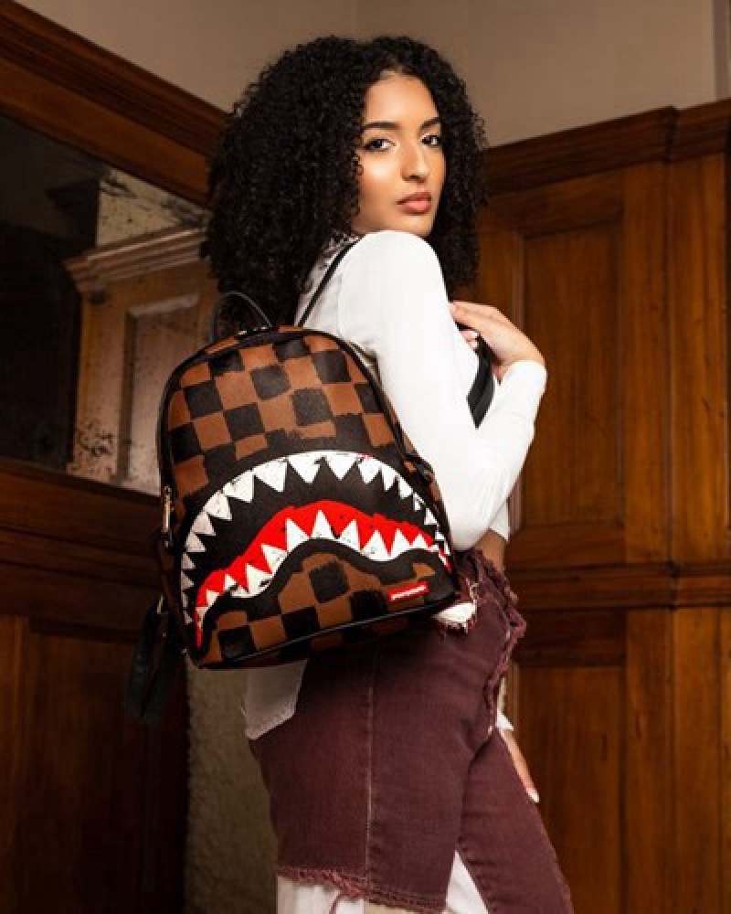 Brown Sprayground Sharks In Paris Vanquish Savage Backpacks | 76531-CSBO