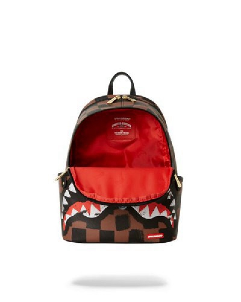 Brown Sprayground Sharks In Paris Vanquish Savage Backpacks | 76531-CSBO