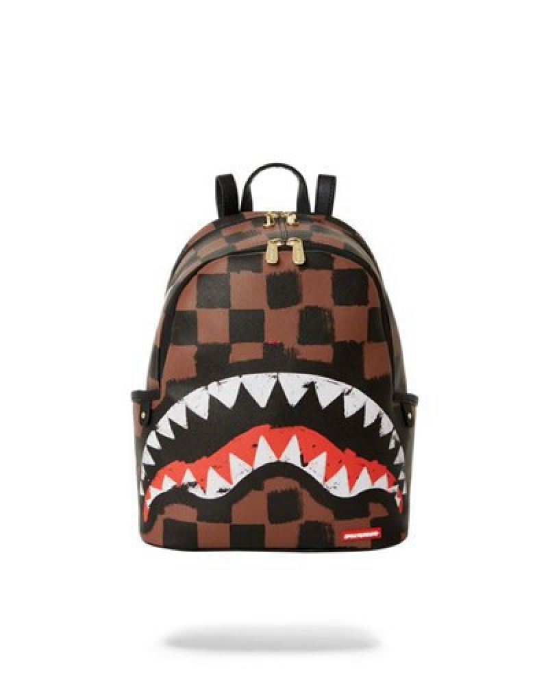 Brown Sprayground Sharks In Paris Vanquish Savage Backpacks | 76531-CSBO