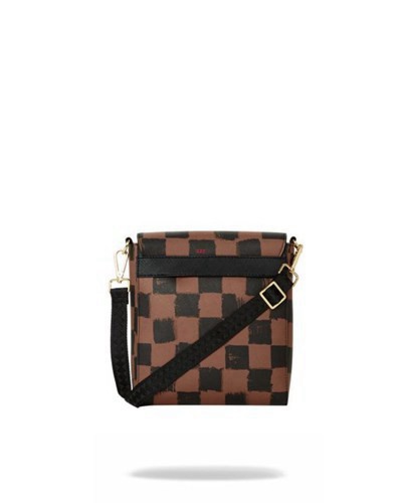 Brown Sprayground Sharks In Paris Vanquish Large Crossbody Bags | 43529-VJSP