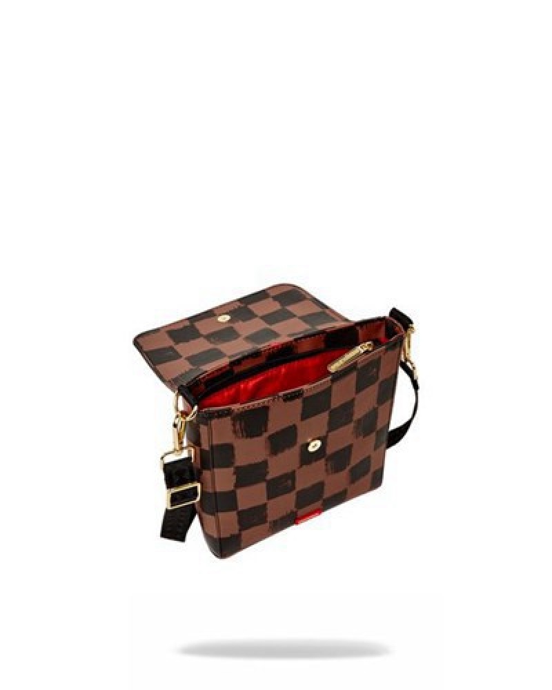 Brown Sprayground Sharks In Paris Vanquish Large Crossbody Bags | 43529-VJSP