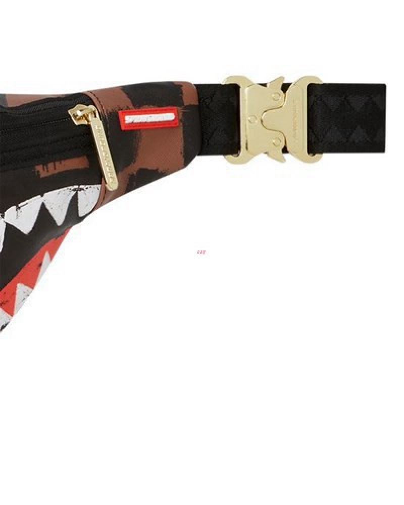 Brown Sprayground Sharks In Paris Vanquish Savvy Crossbody Bags | 98346-GNUD