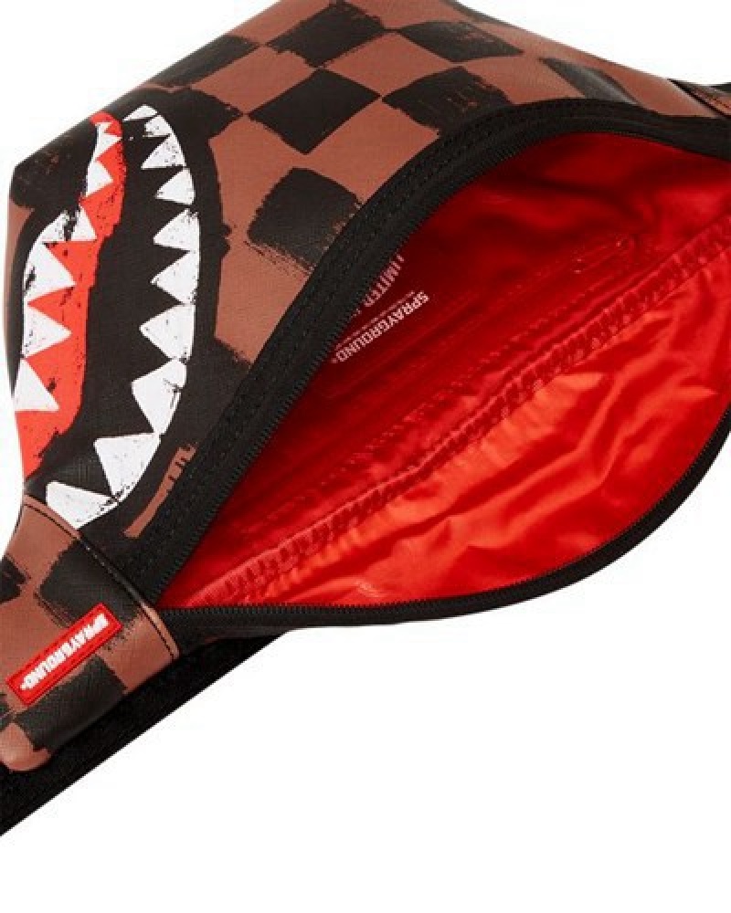 Brown Sprayground Sharks In Paris Vanquish Savvy Crossbody Bags | 98346-GNUD