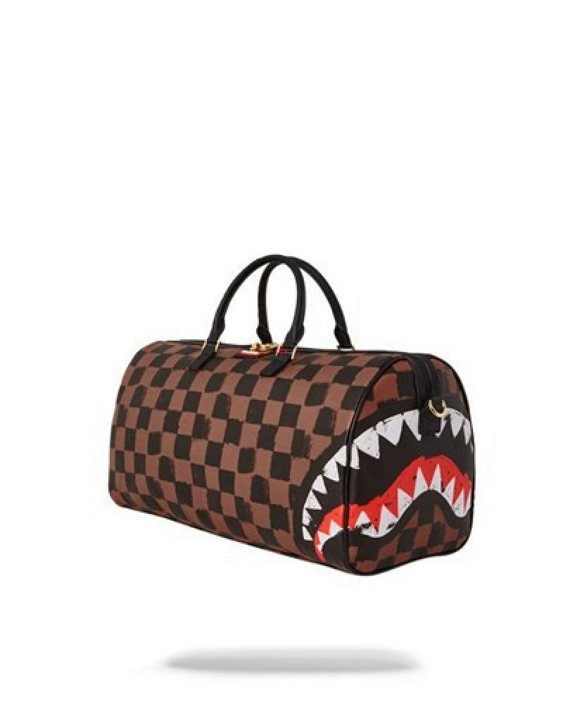 Brown Sprayground Sharks In Paris Vanquish Duffle Bags | 51209-ZYNE