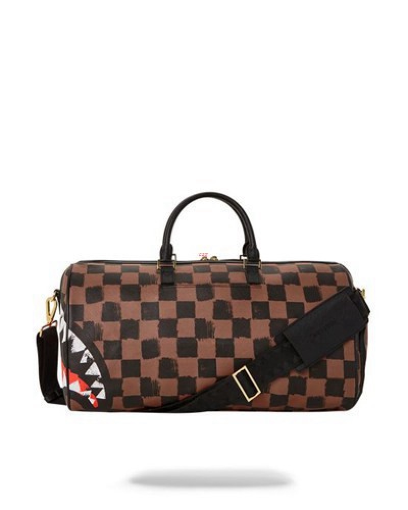 Brown Sprayground Sharks In Paris Vanquish Duffle Bags | 51209-ZYNE