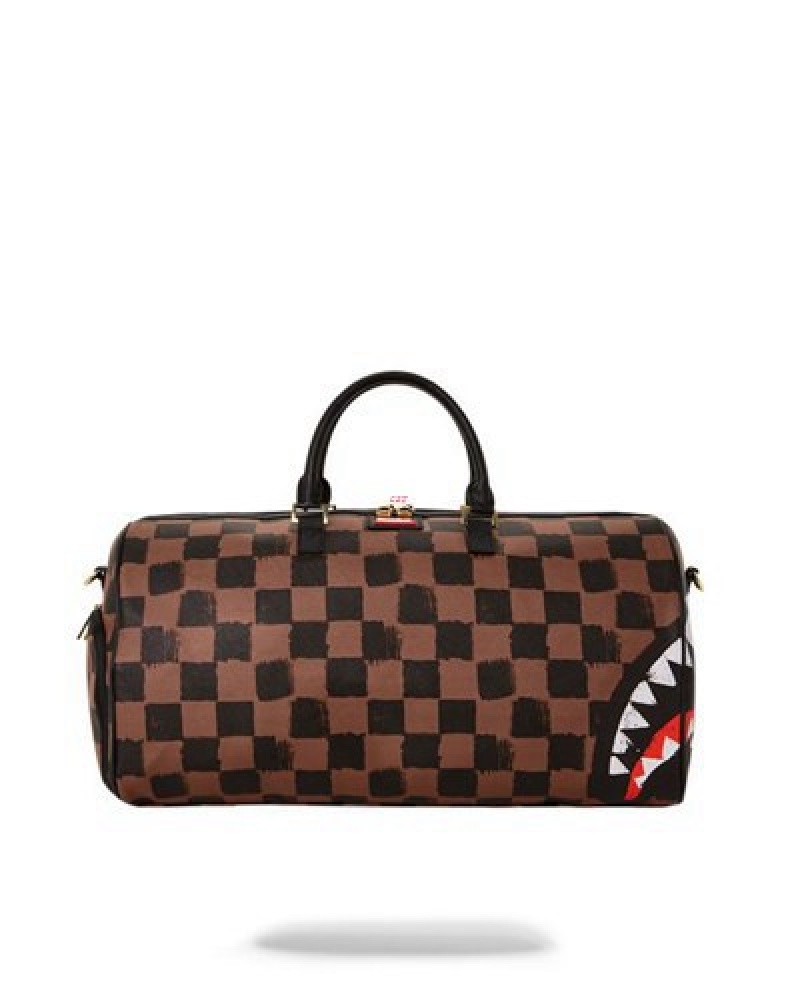 Brown Sprayground Sharks In Paris Vanquish Duffle Bags | 51209-ZYNE