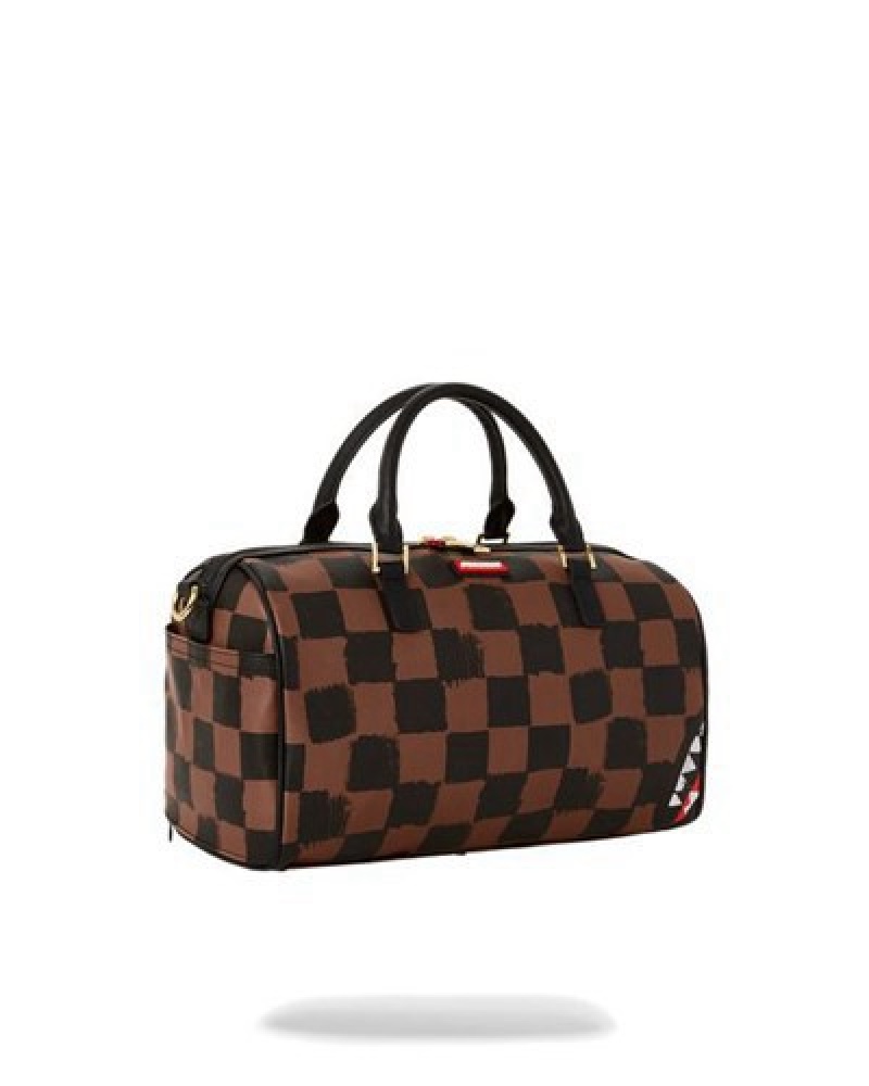 Brown Sprayground Sharks In Paris Vanquish Mini Duffle Bags | 78539-YVSG