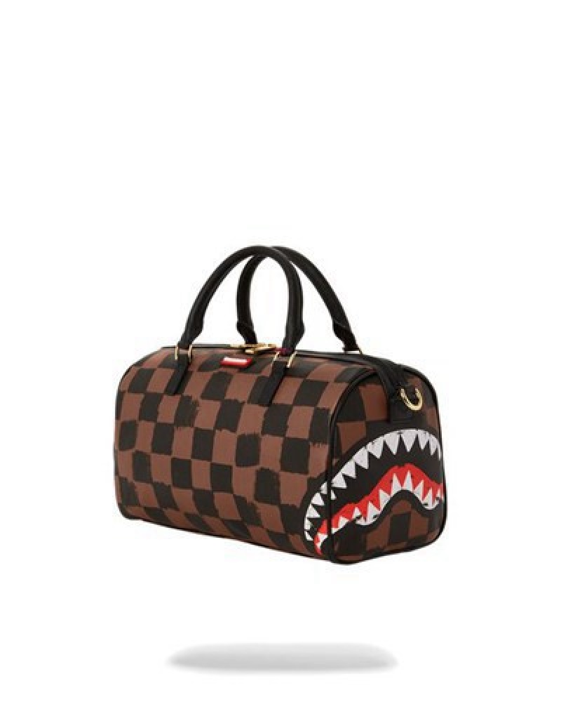 Brown Sprayground Sharks In Paris Vanquish Mini Duffle Bags | 78539-YVSG