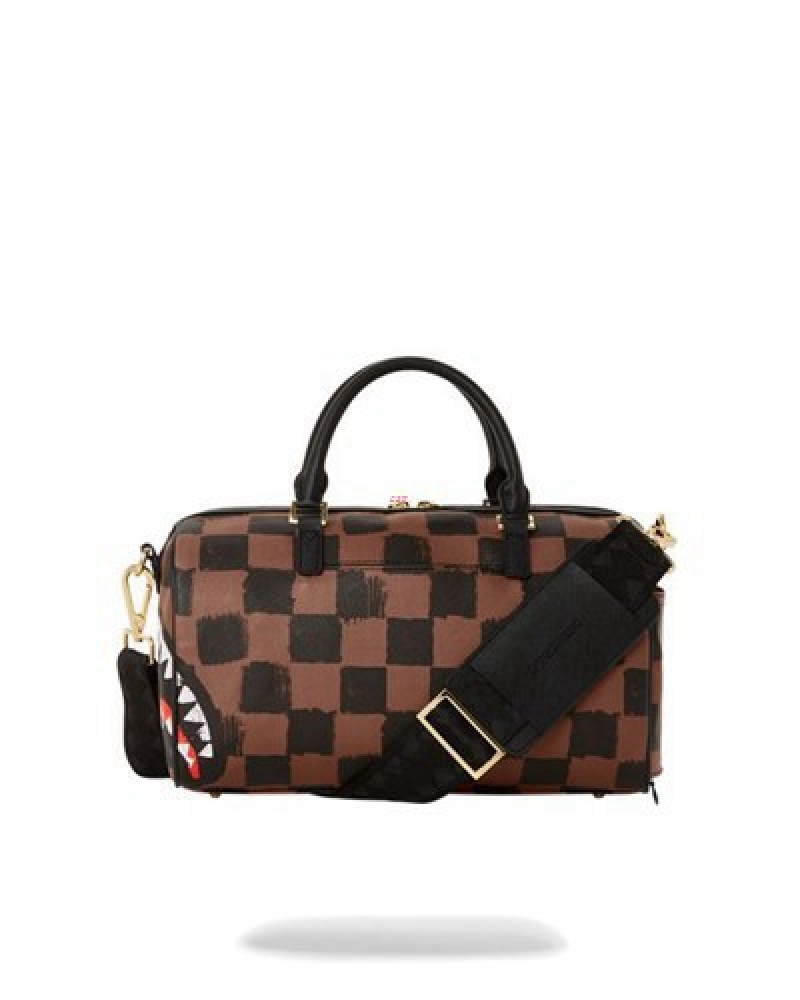 Brown Sprayground Sharks In Paris Vanquish Mini Duffle Bags | 78539-YVSG