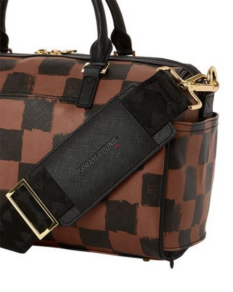 Brown Sprayground Sharks In Paris Vanquish Mini Duffle Bags | 78539-YVSG