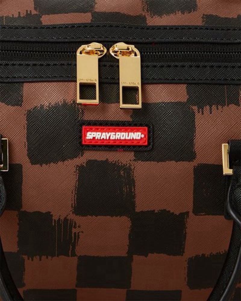 Brown Sprayground Sharks In Paris Vanquish Mini Duffle Bags | 78539-YVSG