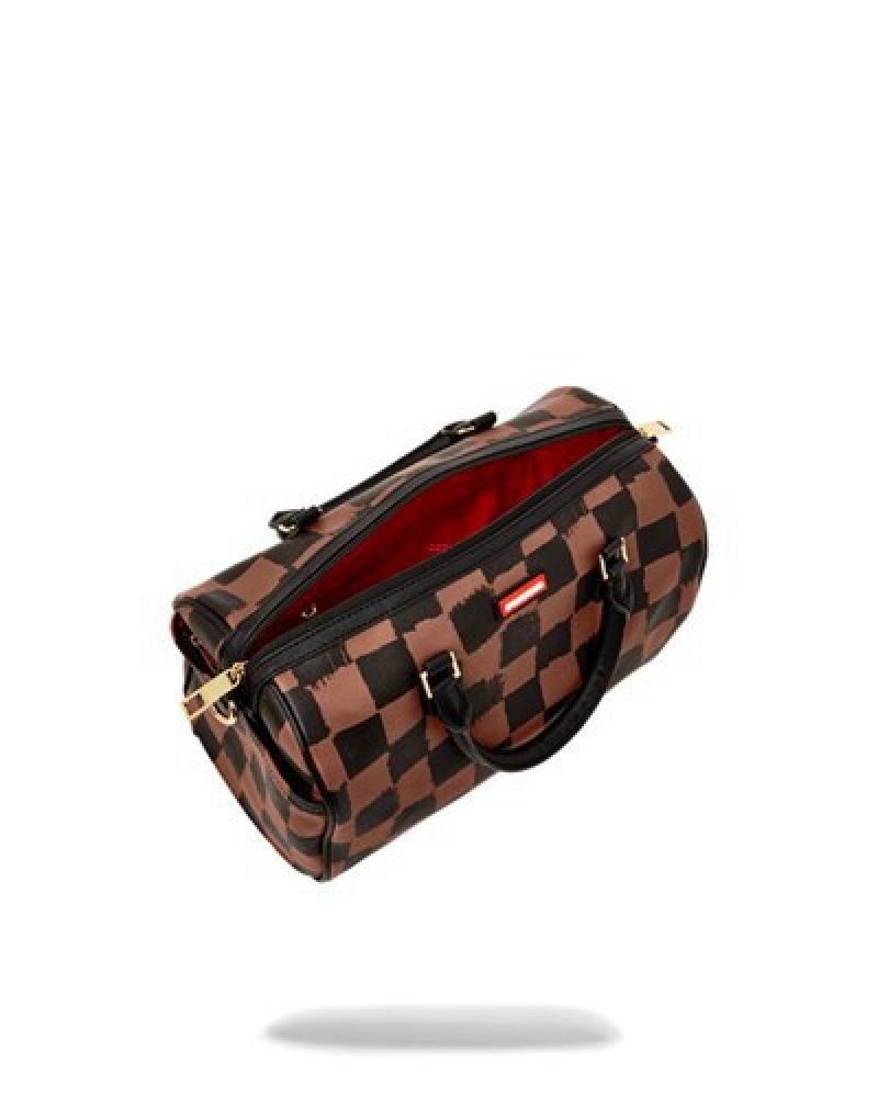 Brown Sprayground Sharks In Paris Vanquish Mini Duffle Bags | 78539-YVSG