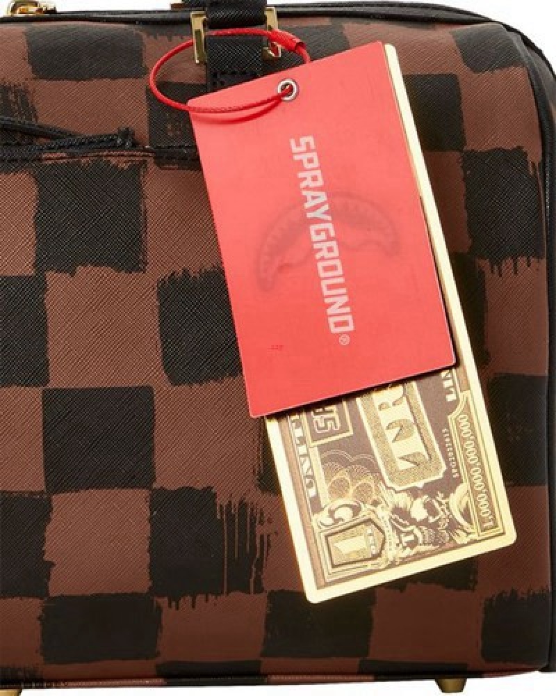 Brown Sprayground Sharks In Paris Vanquish Mini Duffle Bags | 78539-YVSG