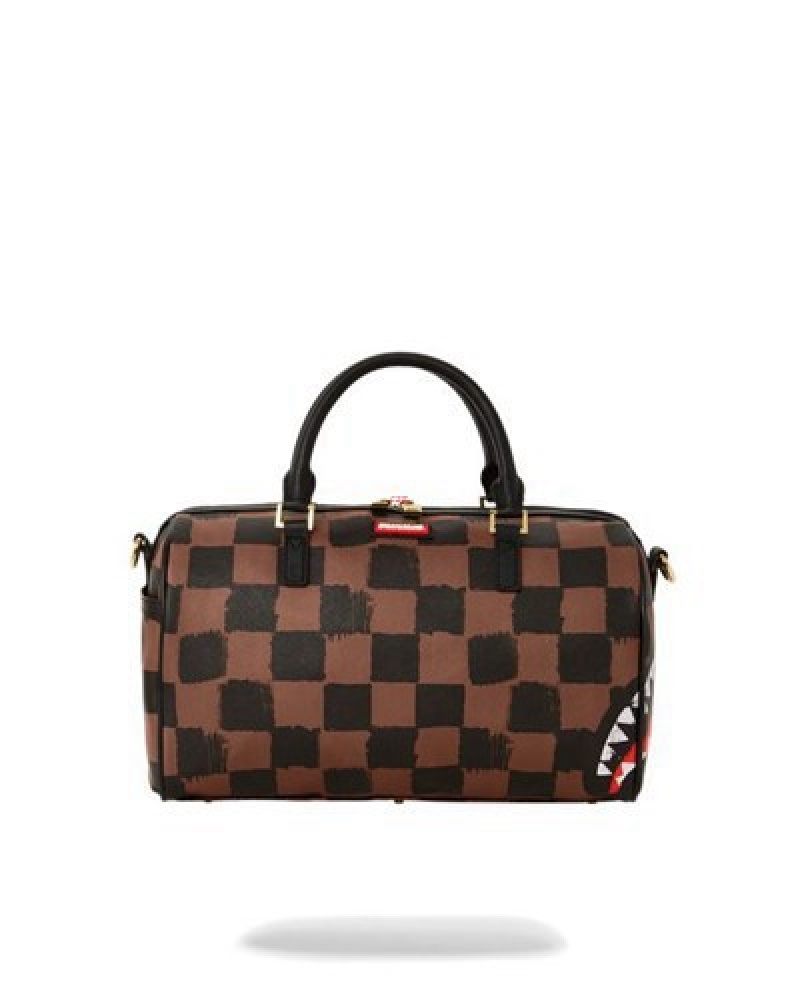 Brown Sprayground Sharks In Paris Vanquish Mini Duffle Bags | 78539-YVSG