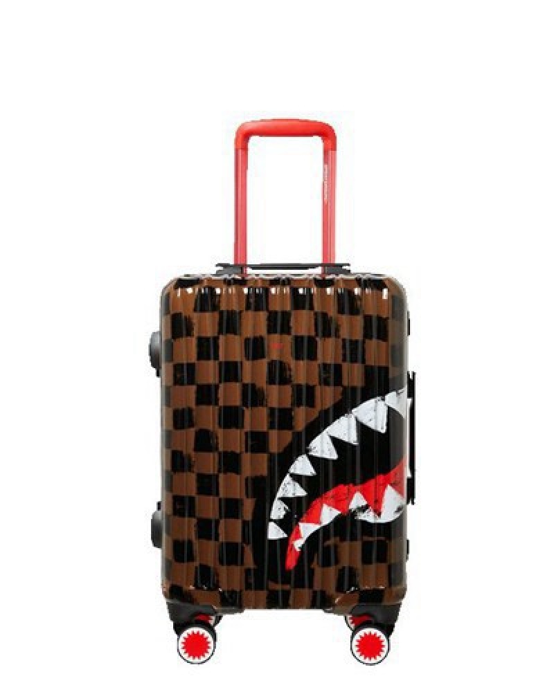 Brown Sprayground Sharks In Paris Vanquish Sharknautics Hardshell Carry-on Luggage | 32607-OTBJ