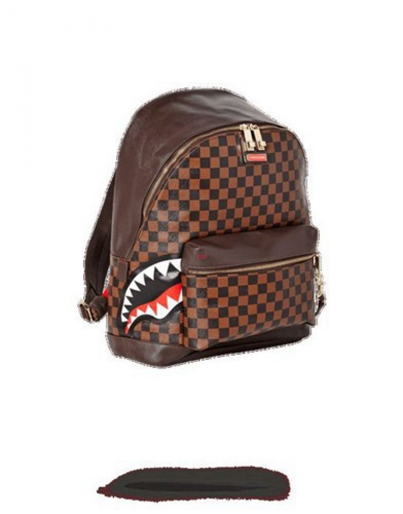 Brown Sprayground Side Sharks In Paris Backpacks | 75213-XKVJ