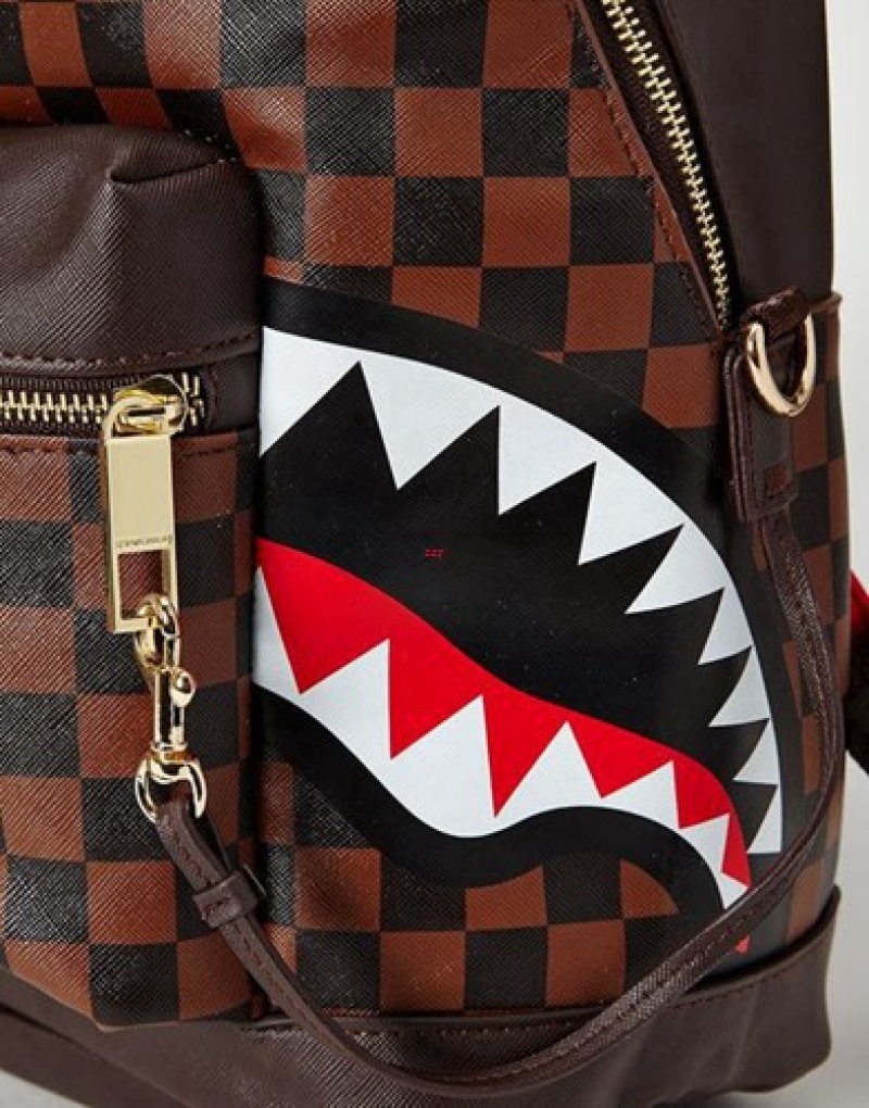 Brown Sprayground Side Sharks In Paris Backpacks | 75213-XKVJ