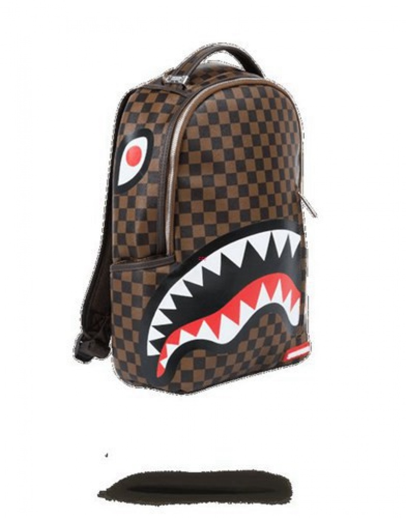 Brown Sprayground Sleek Sharks In Paris (Brown) Backpacks | 39517-EIRV