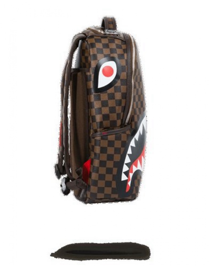 Brown Sprayground Sleek Sharks In Paris (Brown) Backpacks | 39517-EIRV