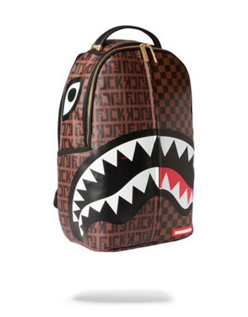 Brown Sprayground Split The Check Backpacks | 08567-AWGH