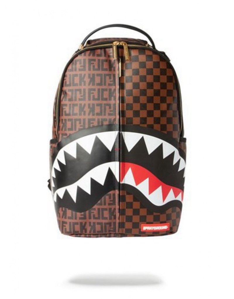 Brown Sprayground Split The Check Backpacks | 08567-AWGH