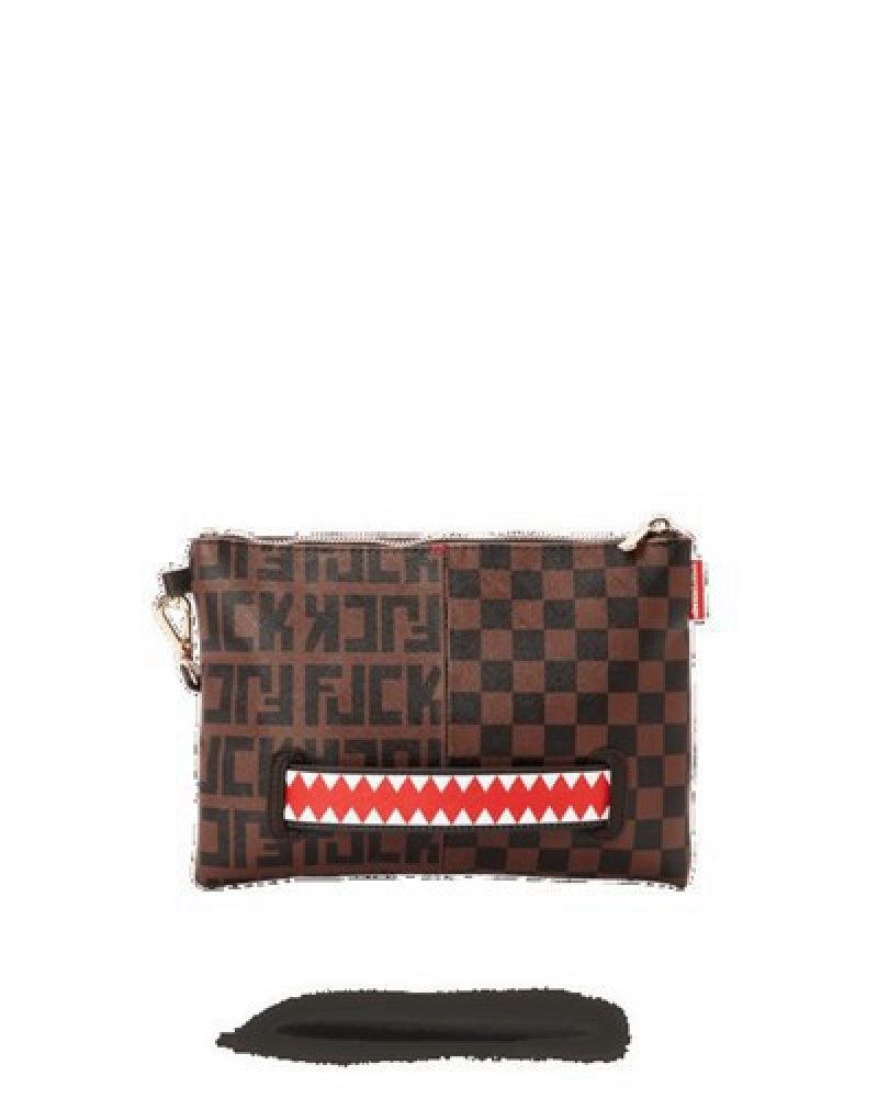 Brown Sprayground Split The Check Crossover Clutch Bag | 75293-JKGR