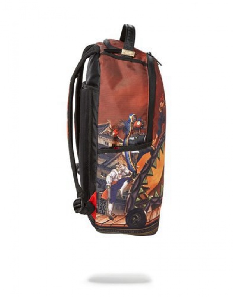 Brown Sprayground Street Fighter: Villains On The Run Backpacks | 68273-GLBW