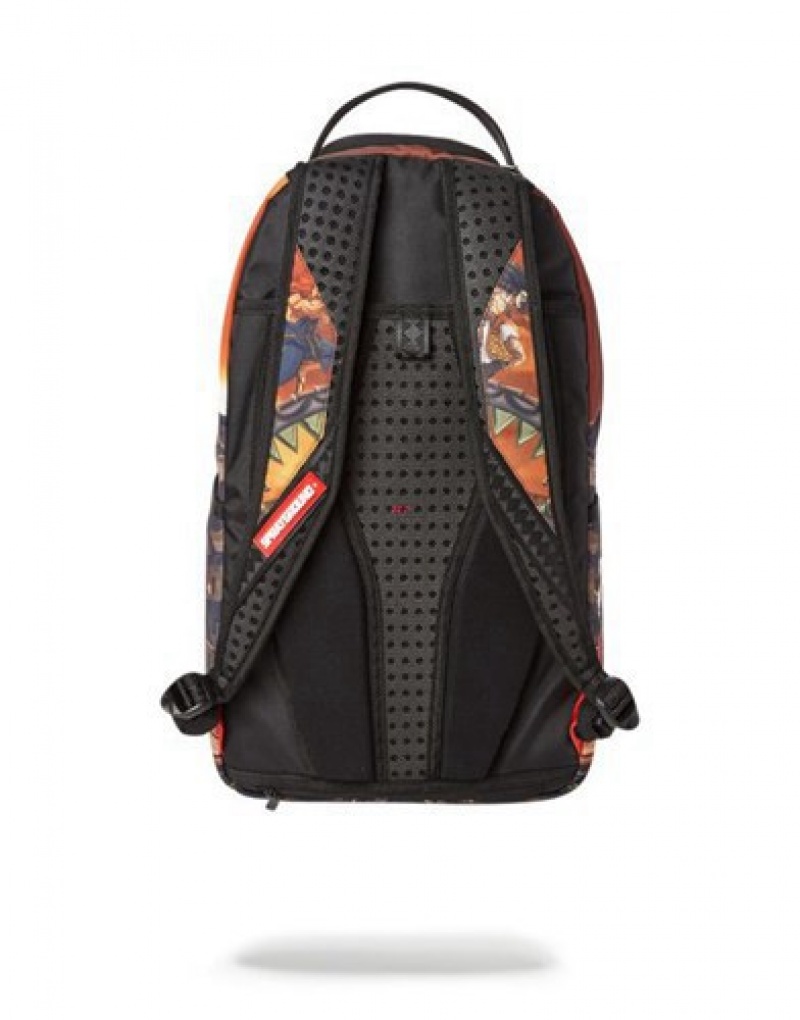 Brown Sprayground Street Fighter: Villains On The Run Backpacks | 68273-GLBW