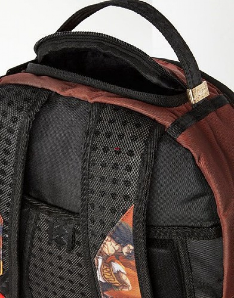 Brown Sprayground Street Fighter: Villains On The Run Backpacks | 68273-GLBW