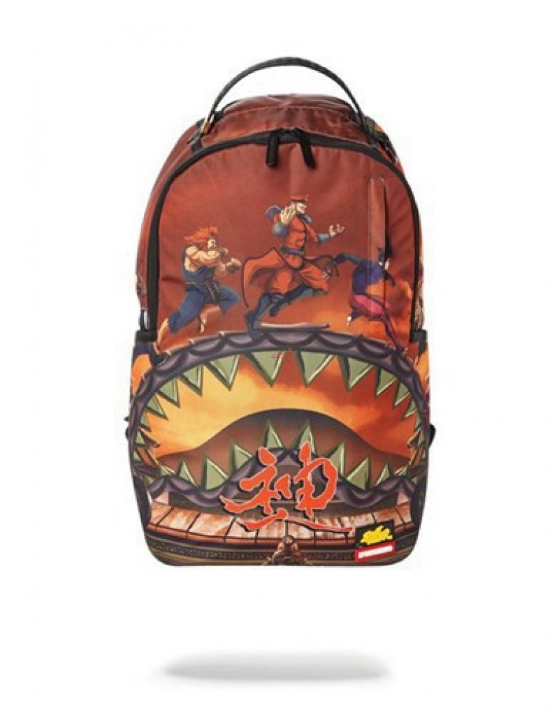 Brown Sprayground Street Fighter: Villains On The Run Backpacks | 68273-GLBW