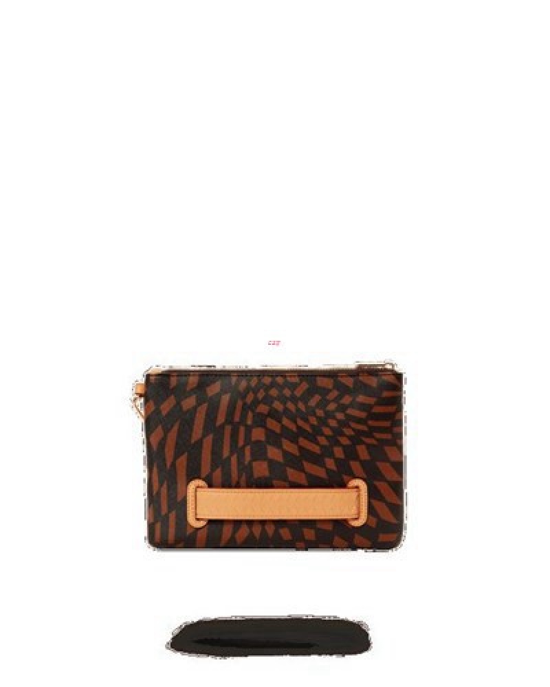 Brown Sprayground Trippy Henny Crossover Clutch Bag | 18572-APJE