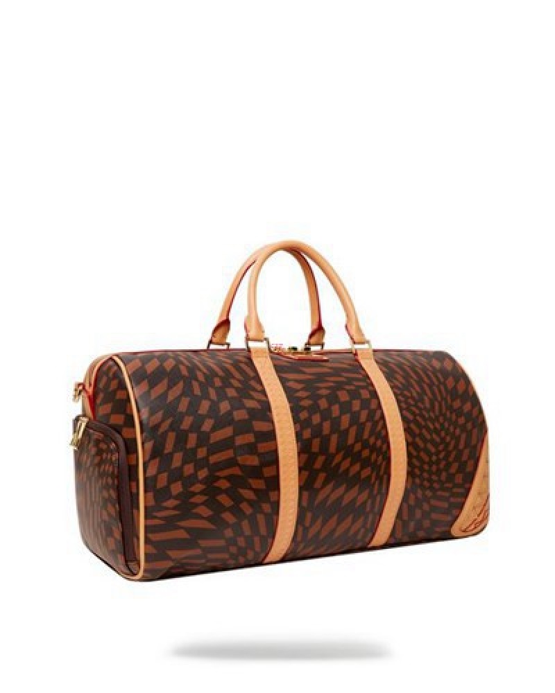 Brown Sprayground Trippy Henny Duffle Bags | 05691-FQKI